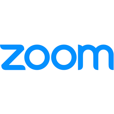 Zoom logo in blue text design