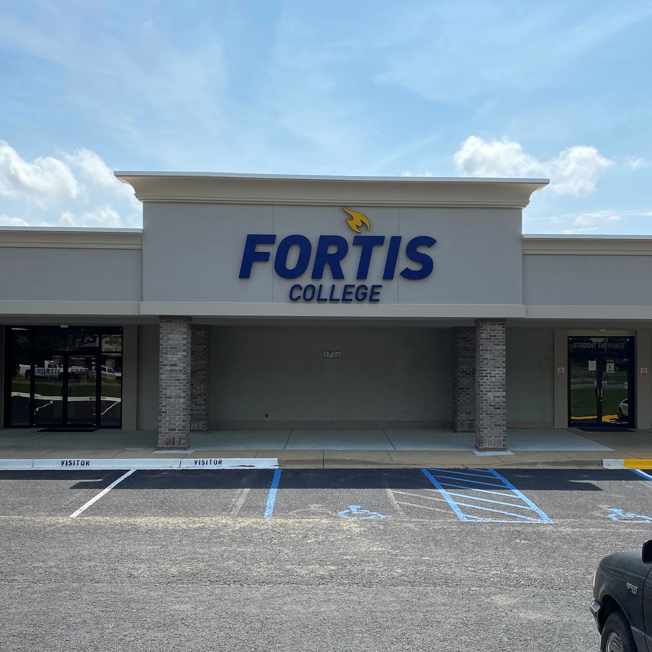 Fortis College building exterior on sunny day