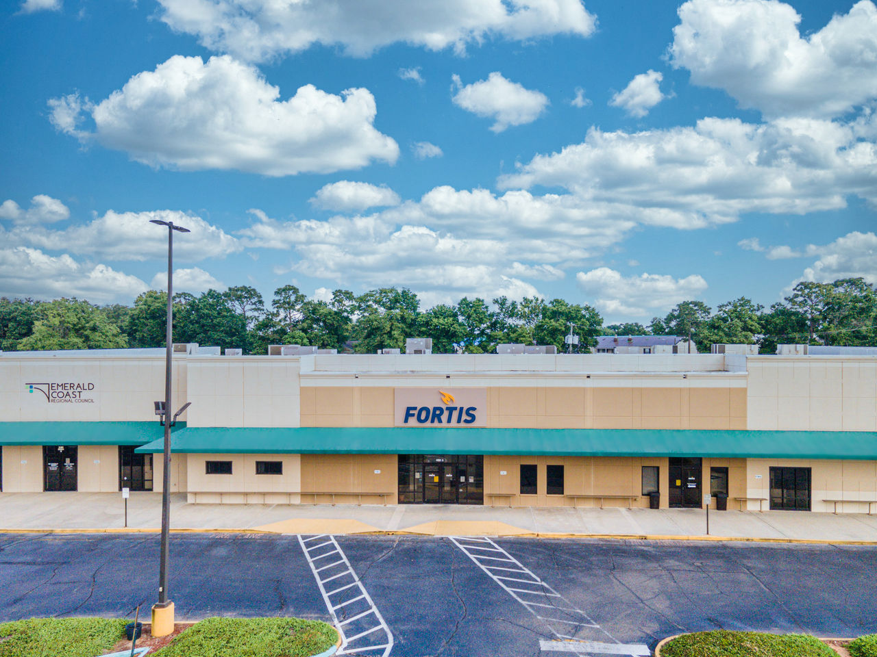Fortis building exterior with clear sky